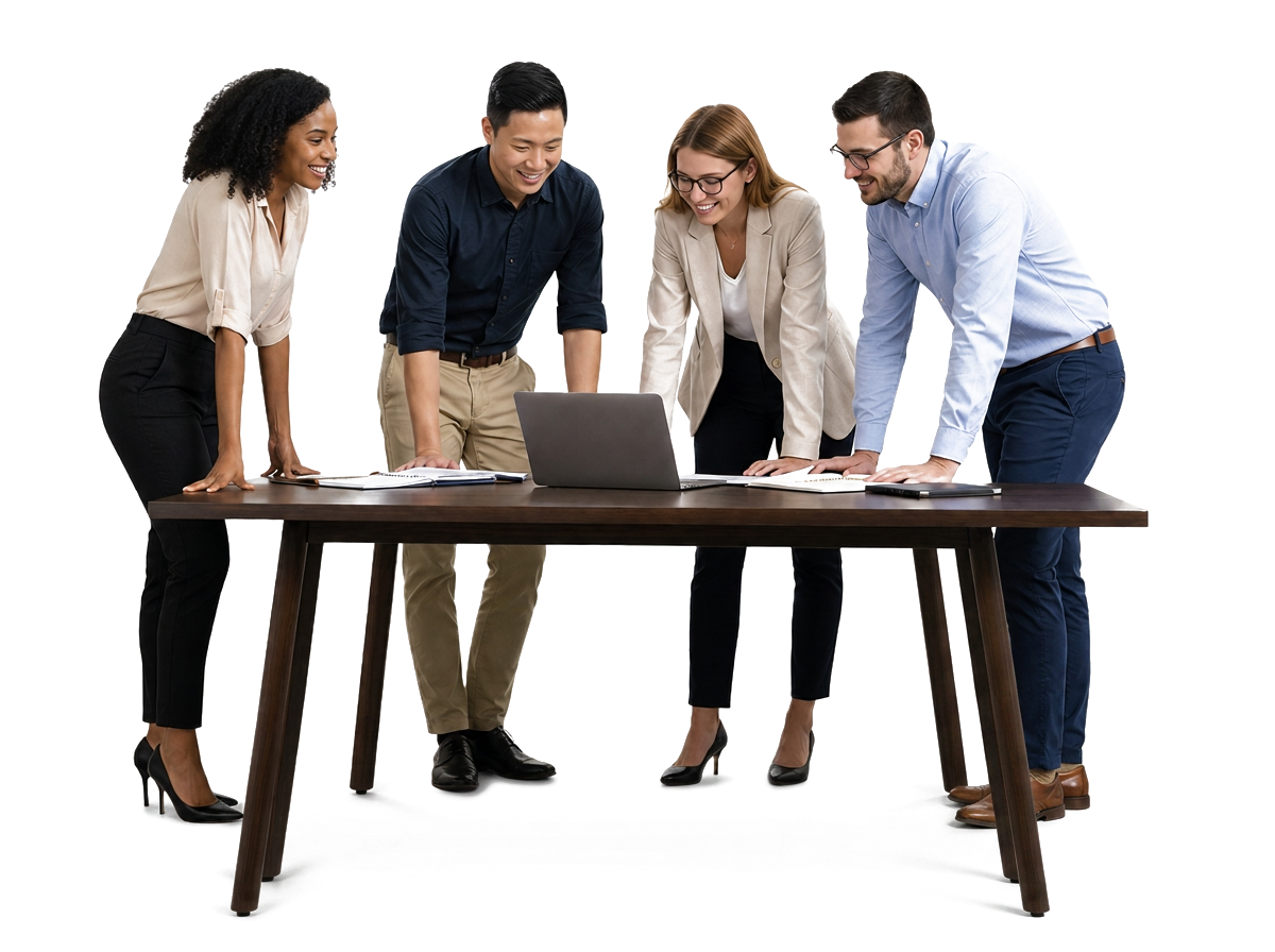 A diverse group of professionals working together